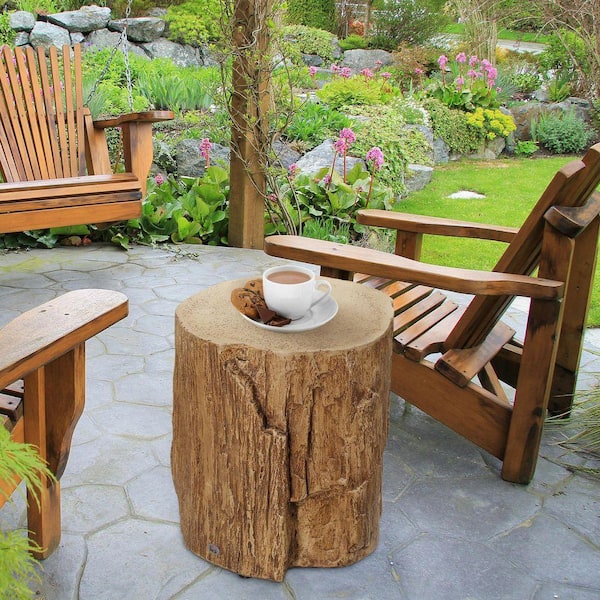 1-PC Natural Wood Grain Concrete Decorative Outdoor Side Table