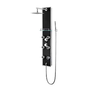 51 in. 6-Jet Full Body Shower System Panel with Adjustable Rainfall Shower Head and Hand Shower in Black