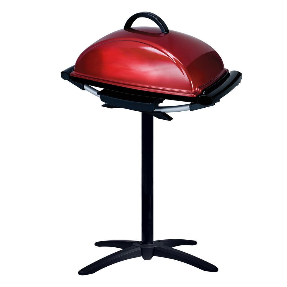 Red Electric Indoor Outdoor Grill with Non-Stick Surface