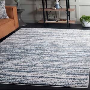 Rumi Shag 8 ft. x 10 ft. Light Blue/Ivory Abstract Striped Area Rug