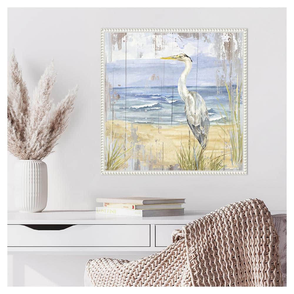 Birds of the Coast Rustic II White Framed Canvas Art