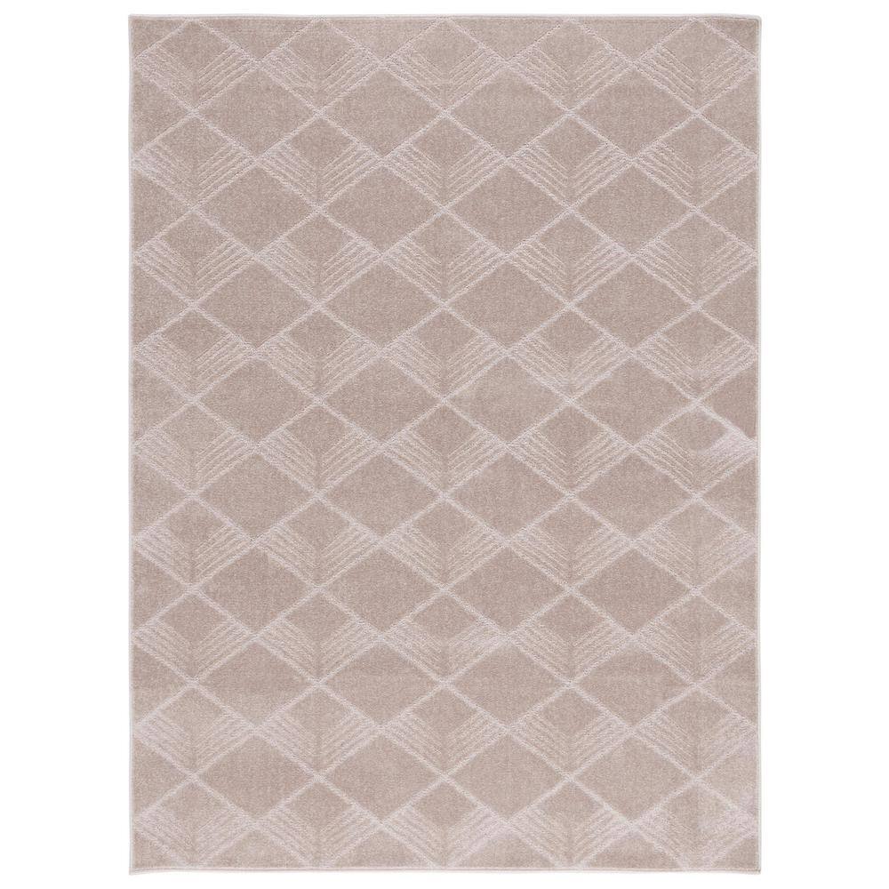 Beige Rectangular Hand-knotted Synthetic Area Rug