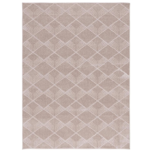 SAFAVIEH Pattern and Solid Beige 5 ft. x 8 ft. Geometric High-low Area Rug