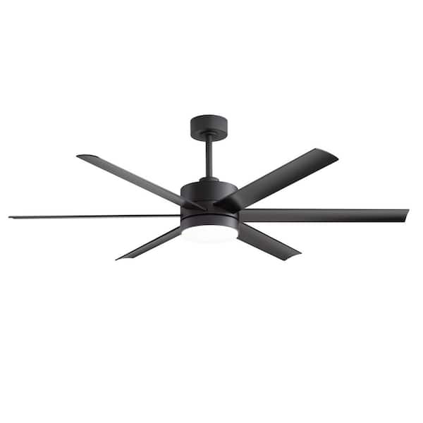 Ajoy 60 in. Integrated LED Indoor Black Farmhouse Ceiling Fan with Light and Remote Control Included