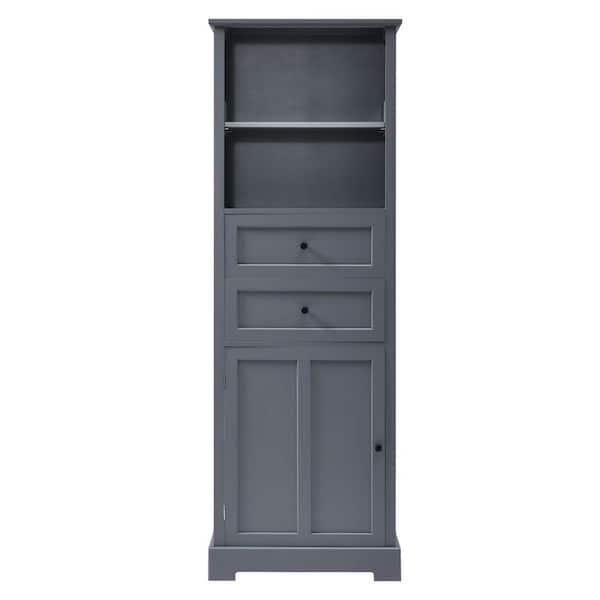Miscool Anky 22.24 in. W x 11.81 in. D x 66.14 in. H Gray MDF Freestanding Bathroom Storage Linen Cabinet