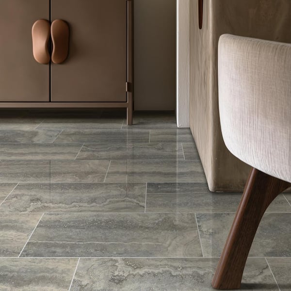 Tuscany Azul 12 in. x 24 in. Polished Porcelain Stone Look Floor and Wall Tile (16 sq. ft./Case) Tuscany Azul 12 in. x 24 in. Polished Porcelain Stone Look Floor and Wall Tile (16 sq. ft./Case)