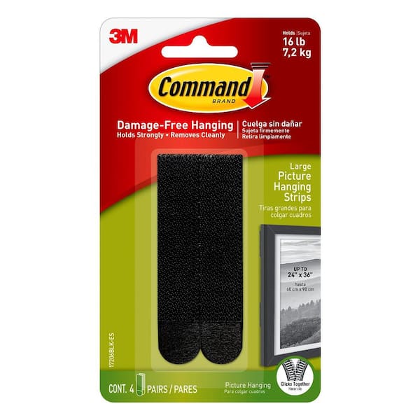 Decorate Damage-Free 17206BLK Medium Command Black Picture Hanging Strips