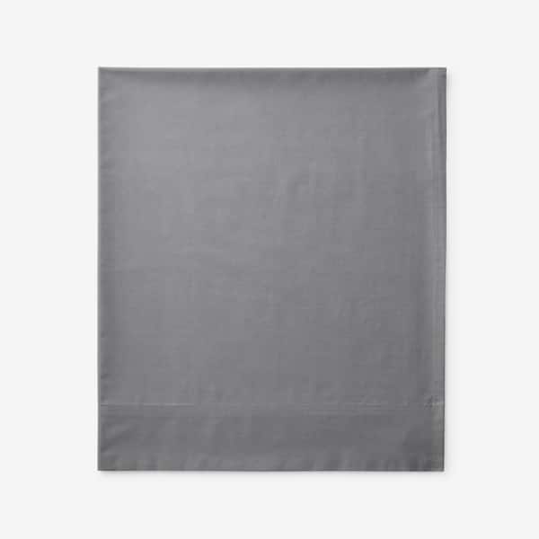 The Company Store Legends Hotel Supima Extra Deep Cotton Percale Pewter Oversized Queen Flat Sheet