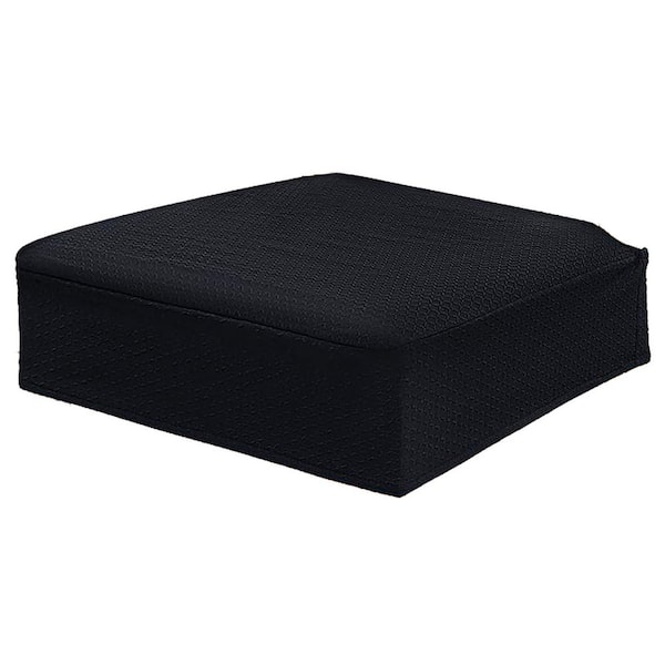 Set of 4 Waterproof Dining Chair Seat Covers - Stretch Jacquard Slipcovers, Washable Protector, No Rear Covers, Black