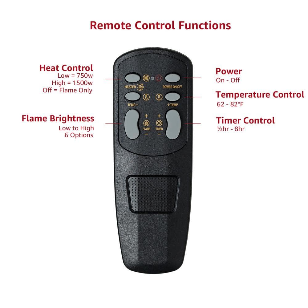 Black Steel 28" Electric Fireplace Insert with Remote