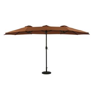 Eclipse 15 ft. Polyester Oval Dual Market Patio Umbrella in Coffee