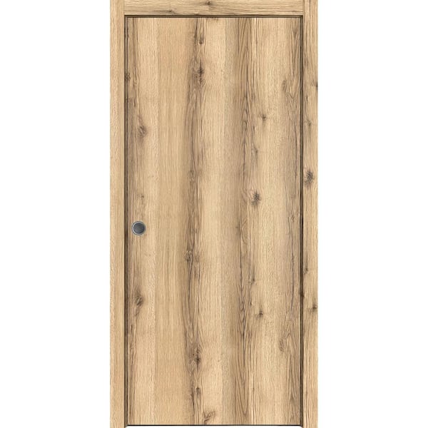 Sartodoors 36 in. x 96 in. Unassembled Left-Hand/Inswing Oak Color