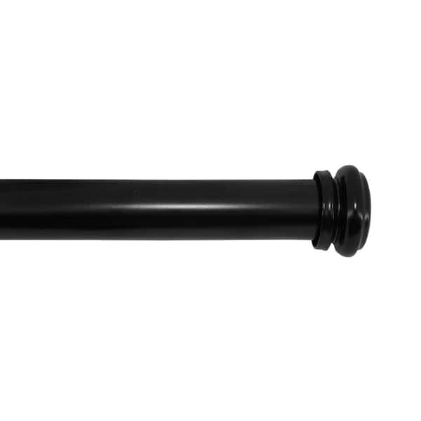 Home Decorators Collection 72 in. - 144 in. End Cap Telescoping 1 in. Single Curtain Rod in Matte Black