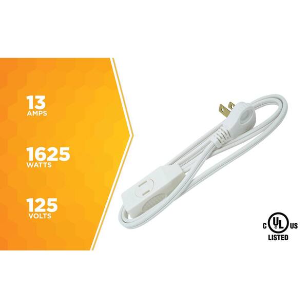 thumbnail image 2 of 3-Foot 16/2 SPT-2 Indoor Extension Cord, Flat Plug, Yellow, 13 Amp, UL Listed 2 of 6