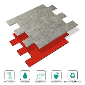 Subway Collection Concrete Grey 12 in. x 12 in. PVC Peel and Stick Tile (5 sq. ft./5 Sheets-Pack)