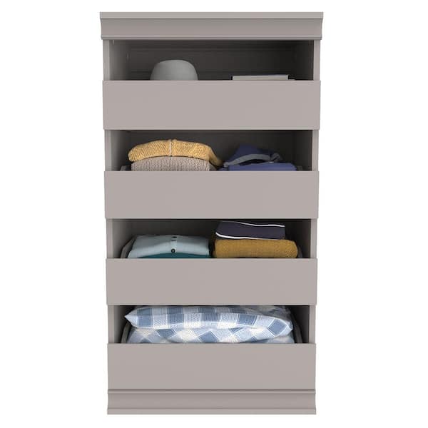 21.39 in. W Smoky Taupe Modular Storage Stackable Unit with 4-Drawers
