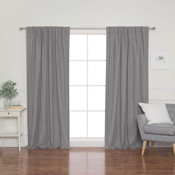 Best Home Fashion Grey Back Tab Blackout Curtain - 52 in. W x 84 in. L (Set of 2)