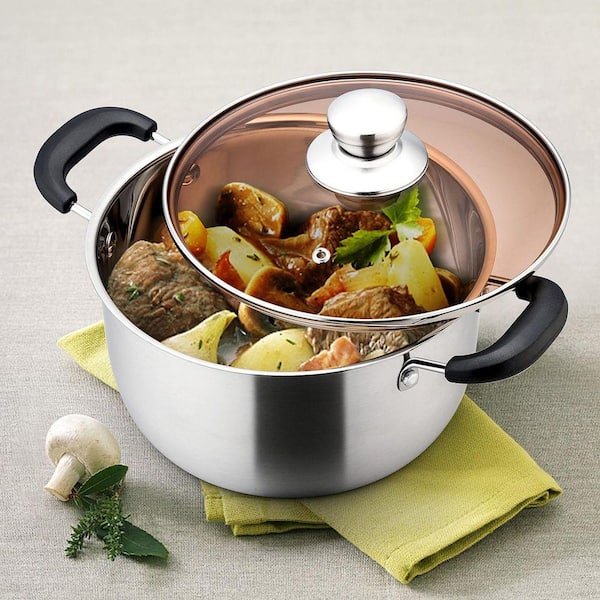 3 qt. Stainless Steel Stock Pot with Glass Lid, Heavy Duty and
