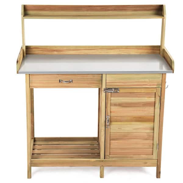 Outdoor Garden Wood Potting Work Station Potting Bench