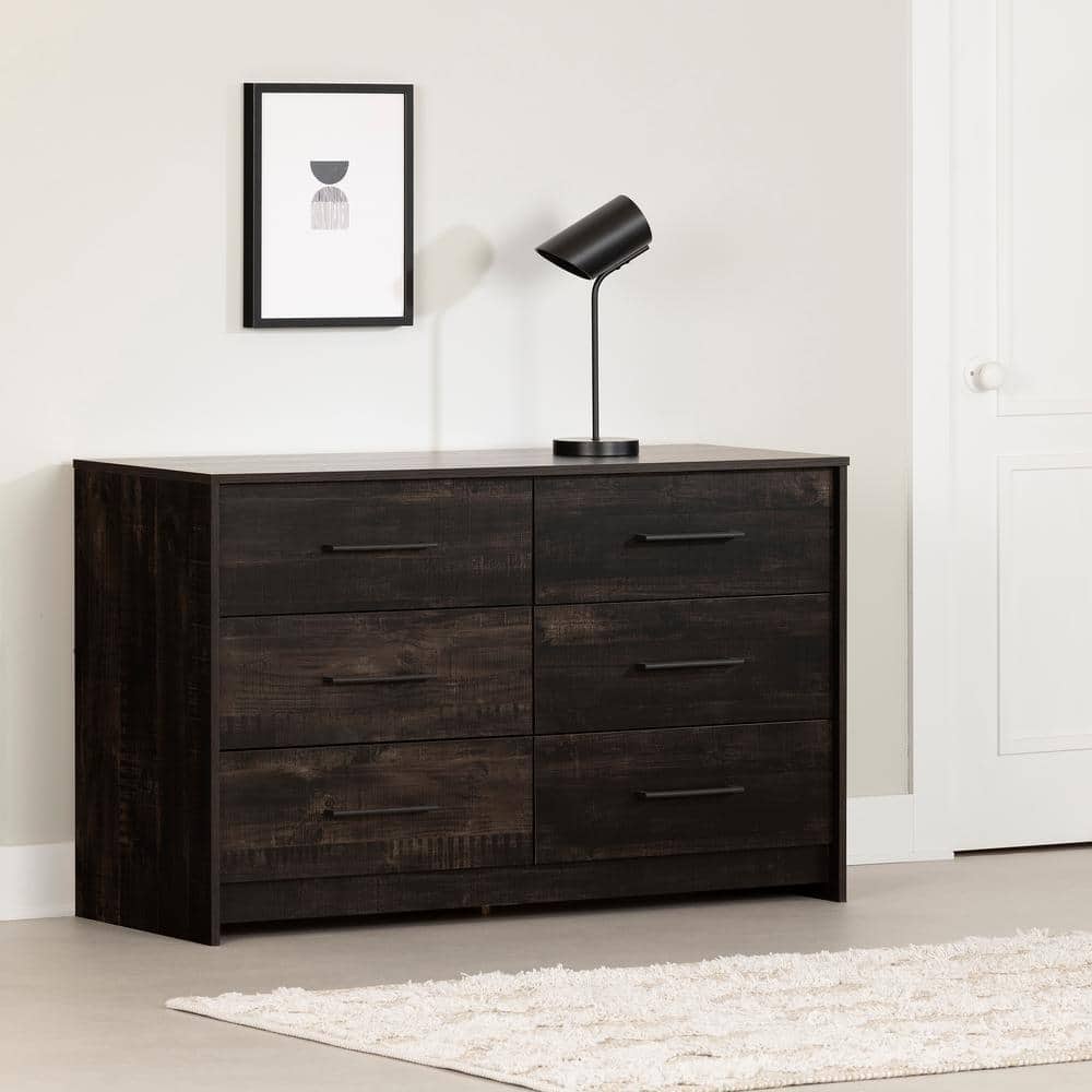 Londen Rubbed Black 6-Drawer Industrial Double Dresser
