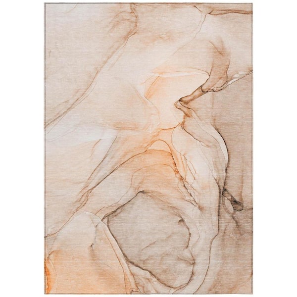 Gray and Orange 10 ft. x 14 ft. Abstract Indoor /Outdoor Area Rug