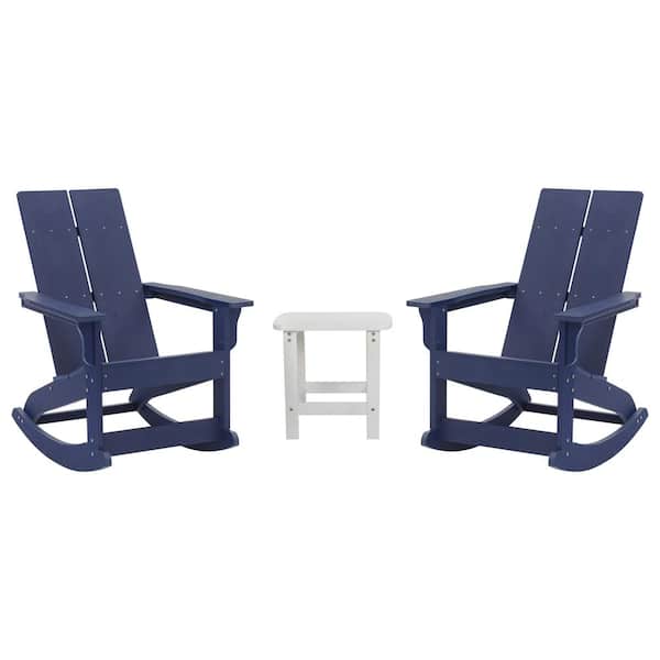 TAYLOR + LOGAN Navy/White 3-Piece Plastic Patio Conversation Set
