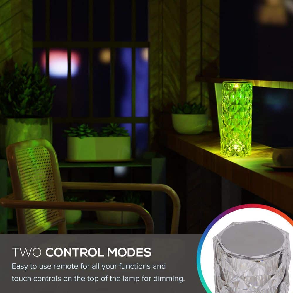Clear Acrylic Cordless RGB Color-Changing Table Lamp