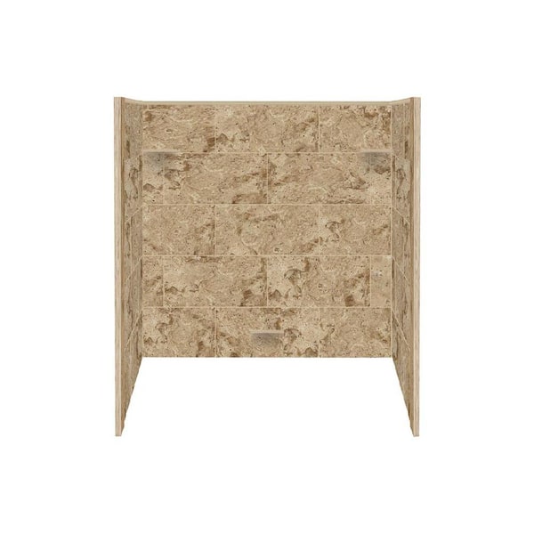 Transolid Studio 60 in. W x 60 in. H x 32 in. D 3-Piece Glue Up Alcove Tub Surrounds in Sand Mountain