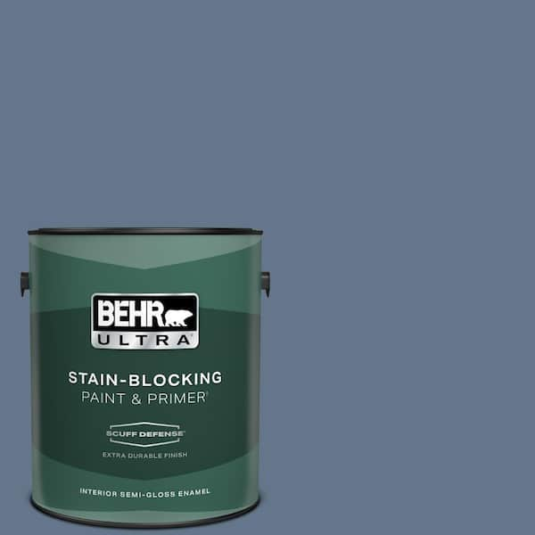 BEHR ULTRA 1 gal. #BXC-75 Saltbox Blue Extra Durable Semi-Gloss Enamel Interior Paint & Primer