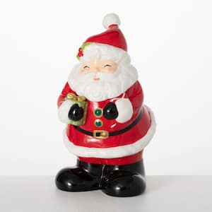 13" Whimsical Red & White Ceramic Christmas Santa Cookie Jar