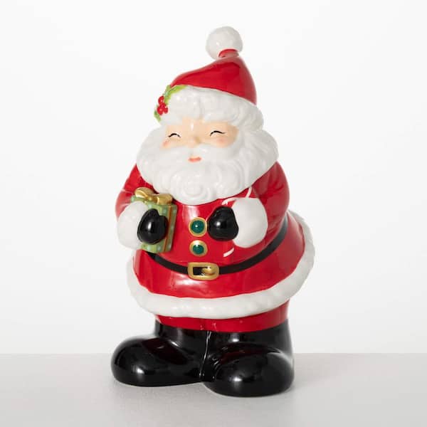 SULLIVANS 13" Whimsical Red & White Ceramic Christmas Santa Cookie Jar