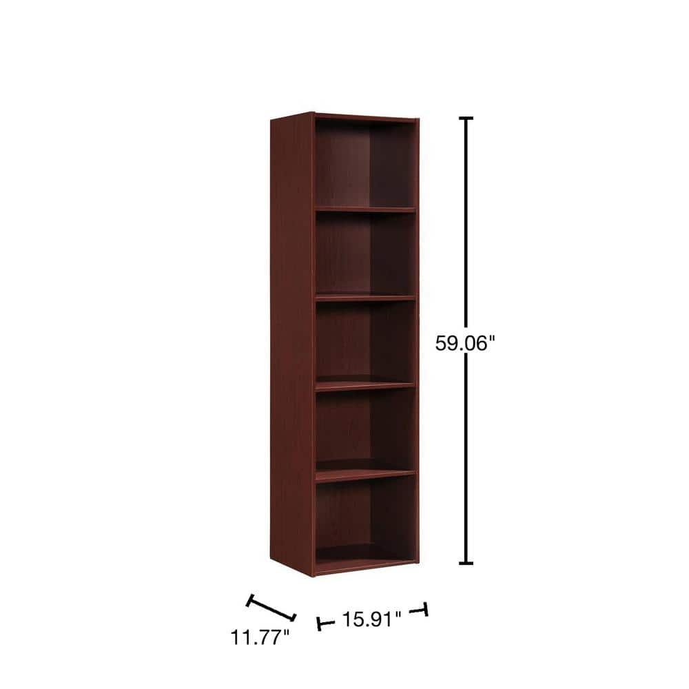 Kids' Playful Mahogany 5-Shelf Toy Organizer with Doors