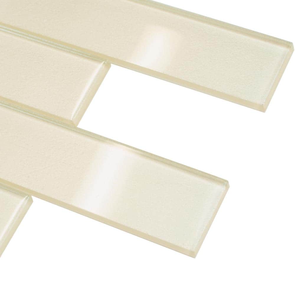 White 2x8 Glass Subway Mosaic Tile