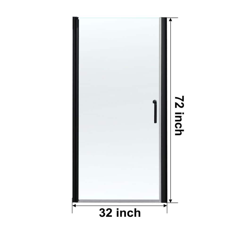 Matte Black Frameless Pivot Shower Door with Clear Glass