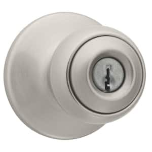 Polo Satin Nickel Keyed Entry Door Knob Featuring Microban Antimicrobial Technology