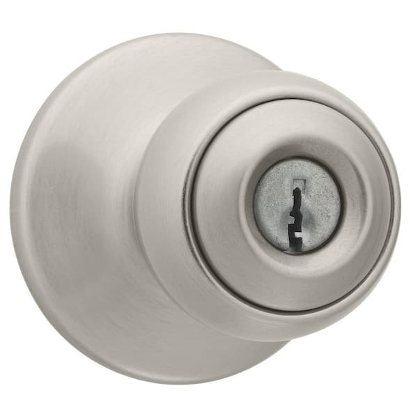 Kwikset Polo Satin Nickel Keyed Entry Door Knob Featuring Microban Antimicrobial Technology