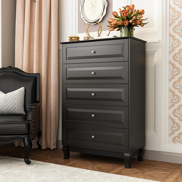 StyleWell Stafford Charcoal Black 5-Drawer Chest of Drawers (48 in. H x 40  in. W x 20 in. D) LE-3454- Black - The Home Depot