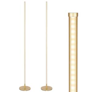 57.5 in. Gold LED Dimmable Standing Floor Lamp for Living Room (Set of 2)