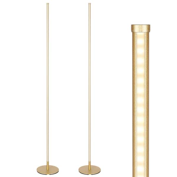 EDISHINE 57.5 in. Gold LED Dimmable Standing Floor Lamp for Living Room (Set of 2)