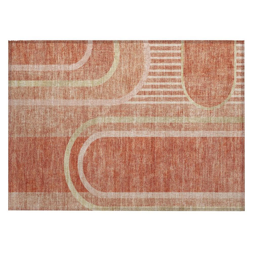 Salmon 2 ft. x 3 ft. Woven Abstract Polyester Rectangle Indoor/Outdoor Area Rug price history on PriceWatchPro
