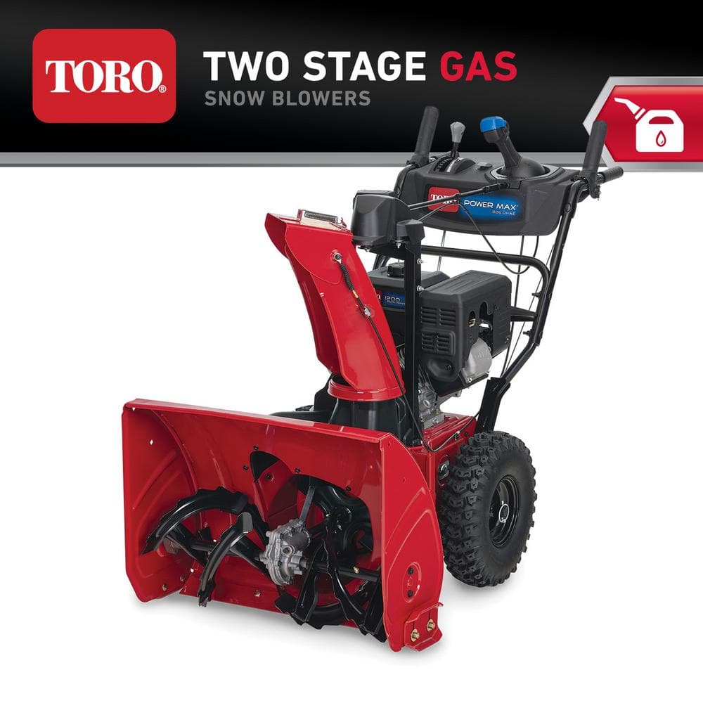 Toro Power Max 826 OHAE 26 in. 252cc Two-Stage Gas Snow Blower with  Electric Start, Auto Steer, Hand Warmers and Headlight 37805 - The Home  Depot
