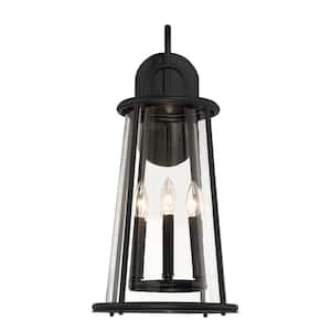 Daulle 4-Light Black Hardwired Outdoor Wall Lantern Sconce (1-Pack)