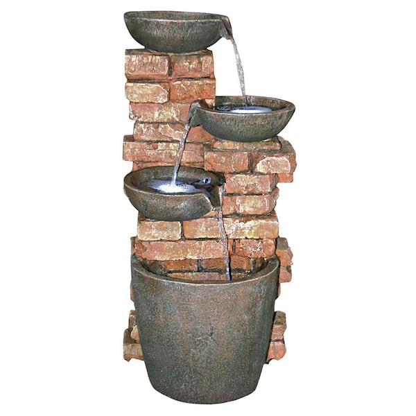 Design Toscano Stacked Bricks Cascading Stone Bonded Resin Garden Fountain