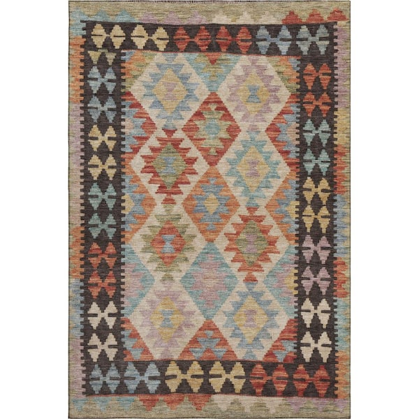 Mayfield Premium Machine Washable Abstract AMF1915 Paprika 9 ft. x 12 ft. Area Rug