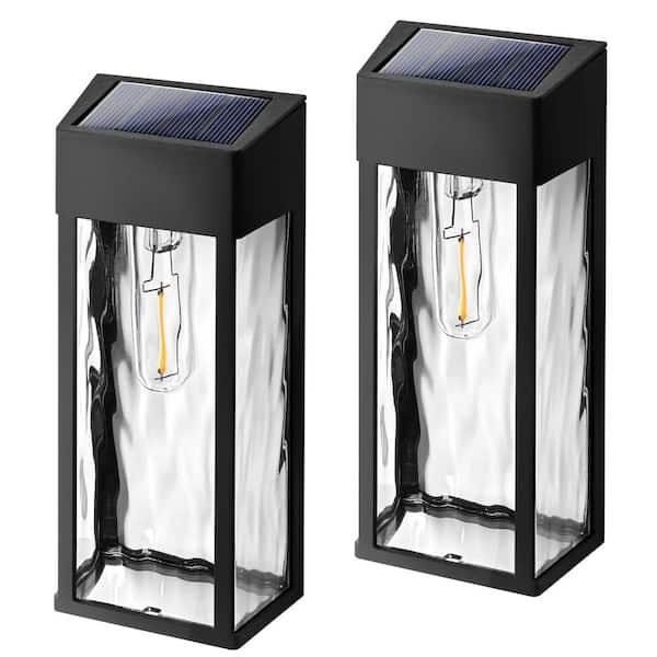 GIGALUMI Black Outdoor Solar Wall Light with LED Bulb