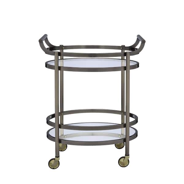 Acme Furniture Lakelyn Clear Glass and Gold Serving Cart