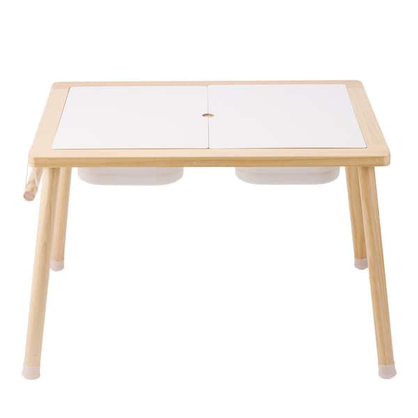 VEVOR Sensory Table for Toddlers, Kids Activity Table with 3 Foldable Storage Bins and Double-Sided Board, Play Sand, Wooden