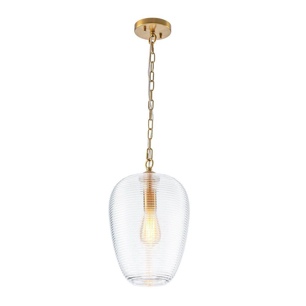 RRTYO Jayden 60-Watt 1-Light Modern Brushed Gold Ribbed