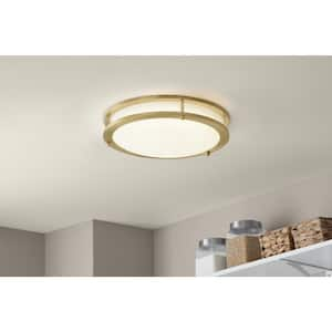 Flaxmere 14 in. Modern Brushed Gold 3 CCT Integrated LED Flush Mount for Kitchens or Bedrooms