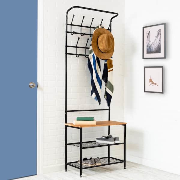 Entryway Coat Rack And Shoe Combo, Small Entryway Coat Rack With Bench Top